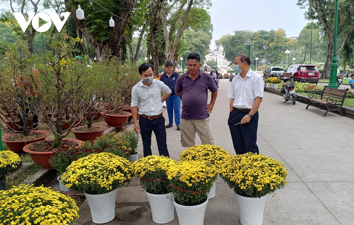 These days, along both big and small streets in the areas of Le Van Tam Park in District 1, Gia Dinh Park in Phu Nhuan district, and Binh Dong Wharf in District 8, it is not difficult to see many kinds of blooming flowers.