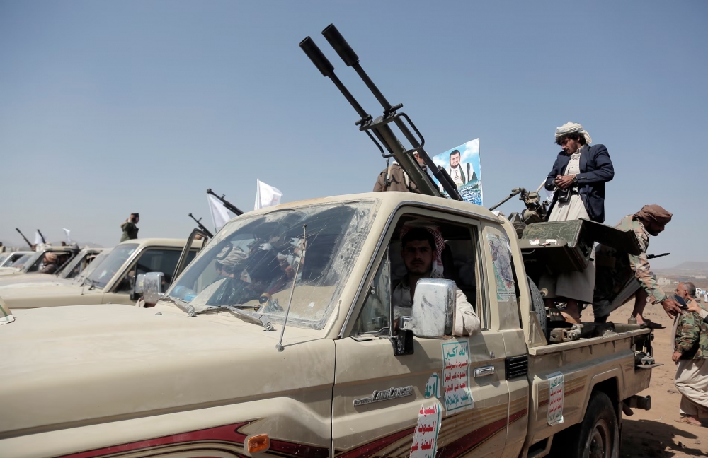 Lực lượng Houthi trong mọt cuộc tuần hành ủng hộ người Palestine ở Dải Gaza. Ảnh: Getty