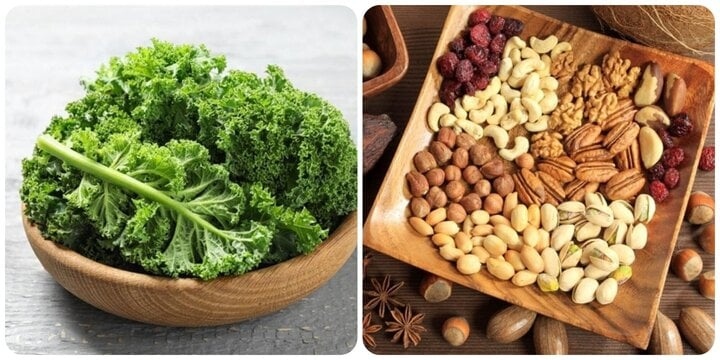 Rau xanh và các loại hạt đều rất giàu dinh dưỡng tốt cho sức khỏe