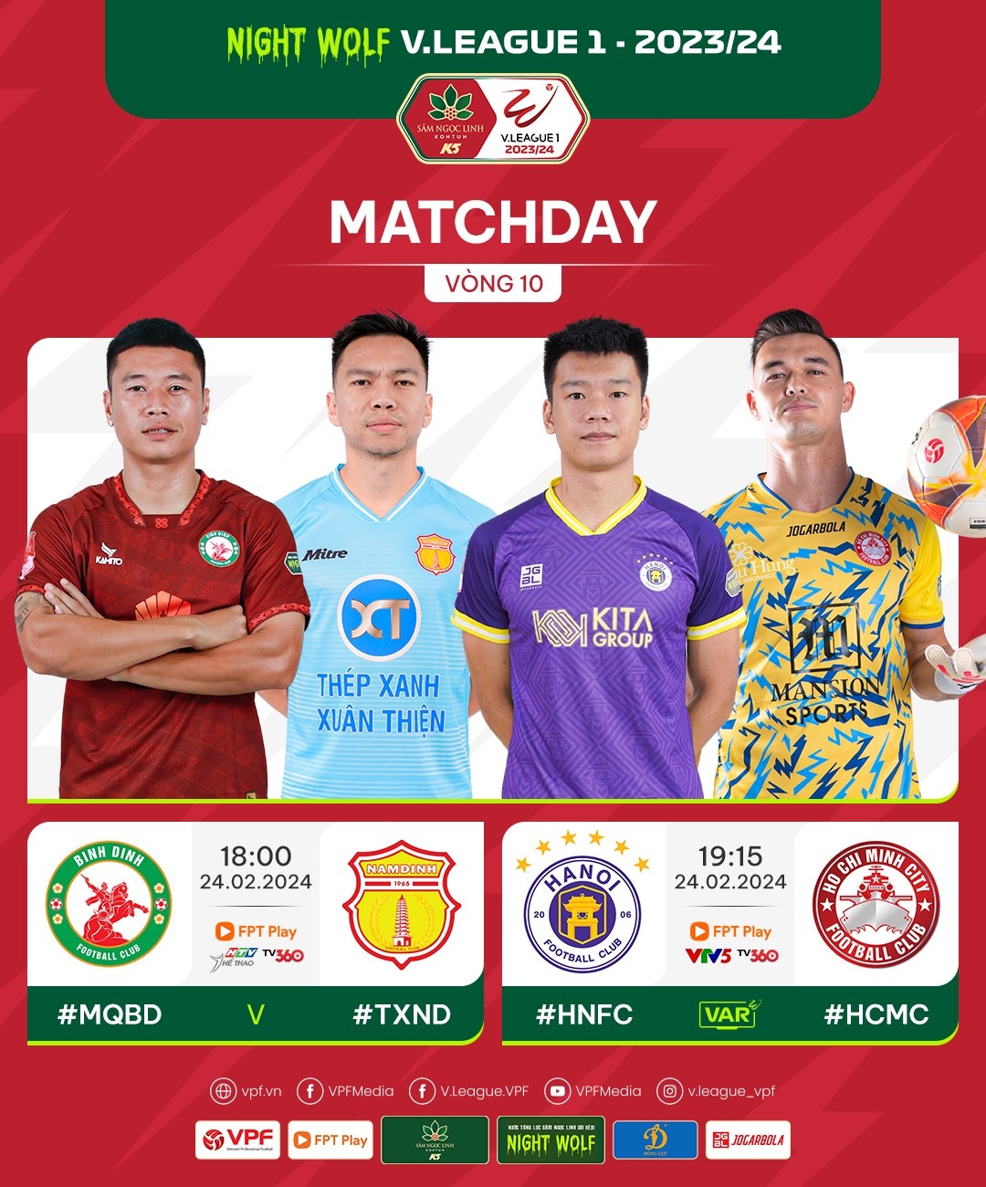 Lịch trực tiếp V-League 2023/2024 hôm nay 24/2.