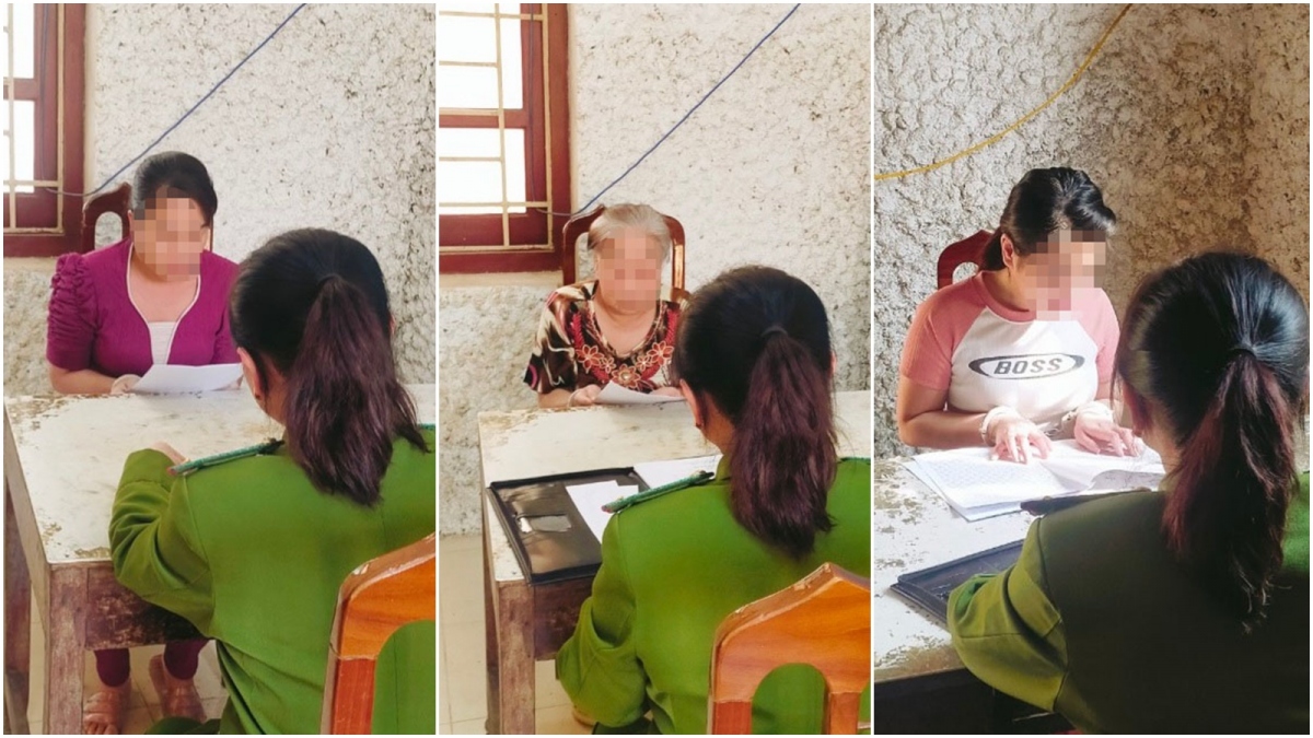 Các đối tượng tại cơ quan công an.