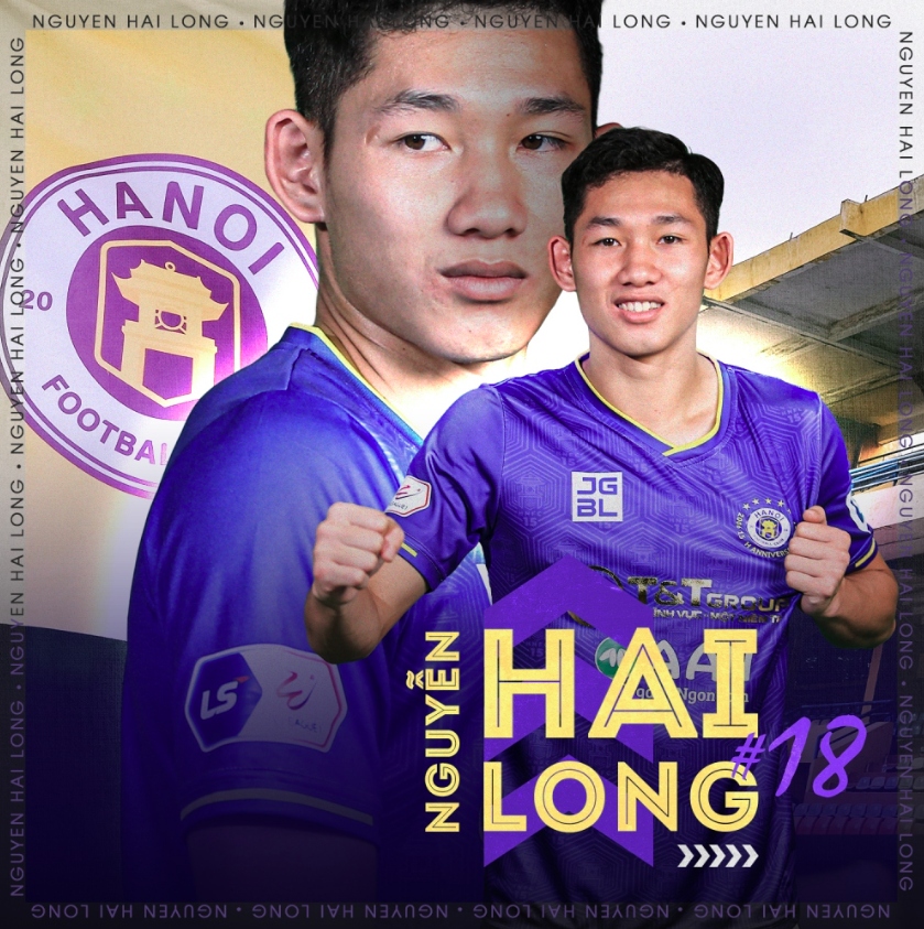 With strong performances in the 2020 V.League 1, midfielder Nguyen Hai Long of Hanoi FC has been named in the U22 team for the SEA Games 31 and the 2022 AFC U-23 Asian Cup qualification. (Photo courtesy of Hanoi FC)