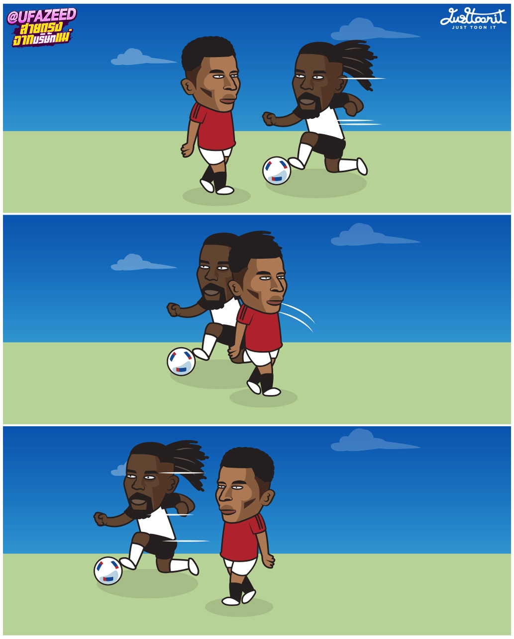 Marcus Rashford và khả năng pressing "độc lạ". (Ảnh: Just Toon It)