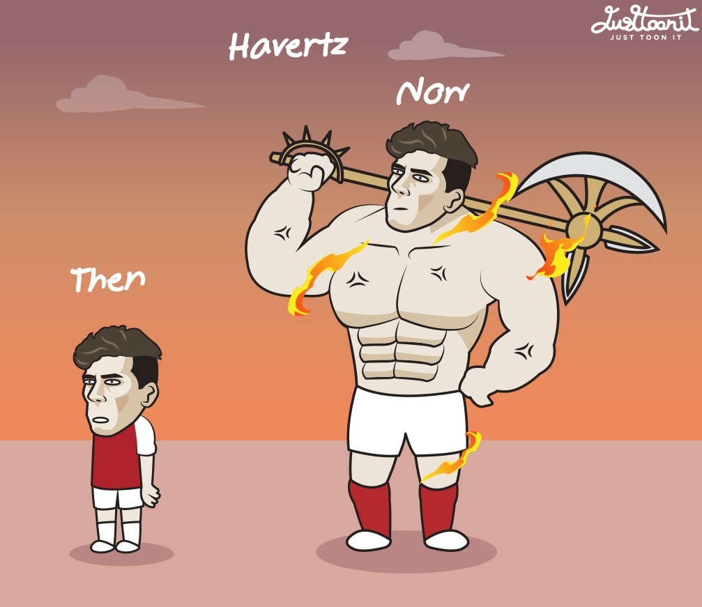 Kai Havertz "lột xác" ở Arsenal. (Ảnh: Just Toon It)