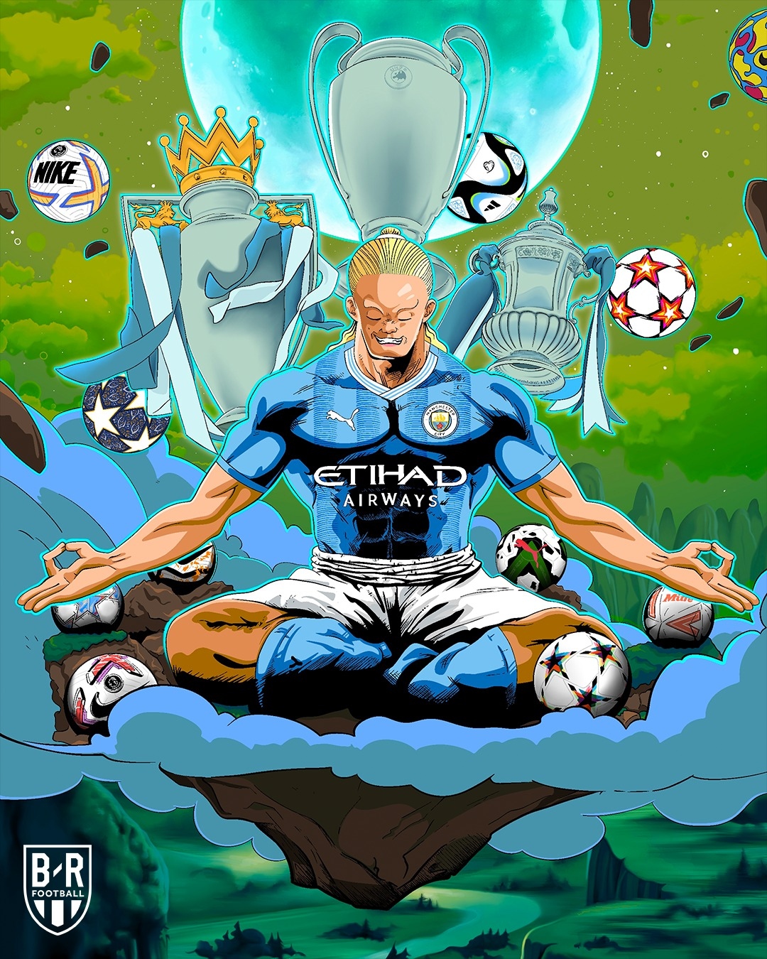 Erling Haaland và đồng đội tiếp tục hành trình bảo vệ cú ăn ba. (Ảnh: Bleacher Reports)