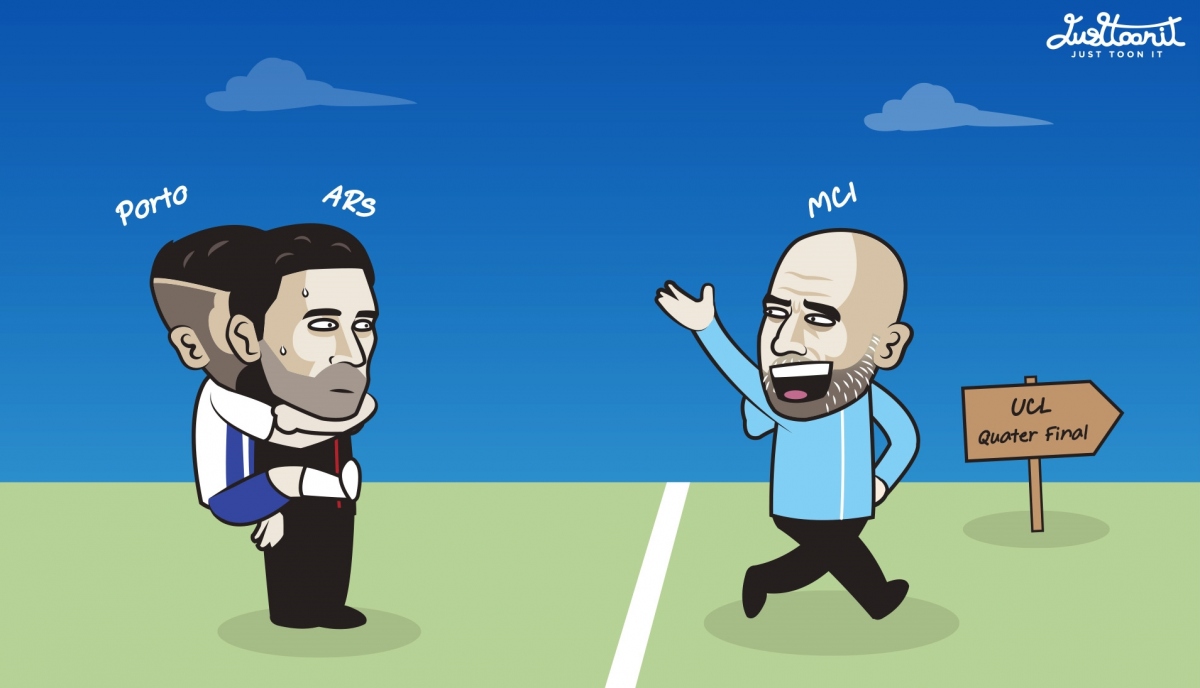 Man City "làm mẫu" cho Arsenal ở Cúp C1 châu Âu. (Ảnh: Just Toon It)
