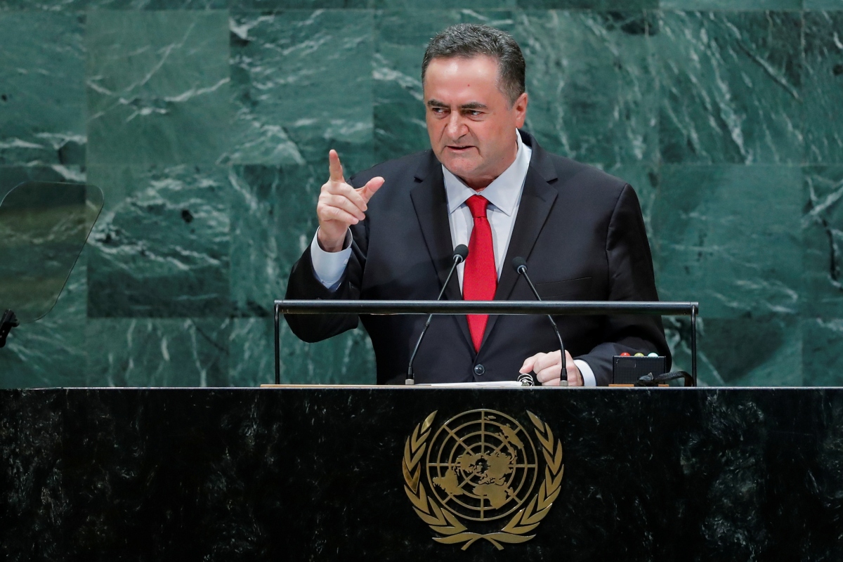 Ngoại trưởng Israel Katz phát biểu tại Liên Hợp Quốc. Ảnh: Reuters.