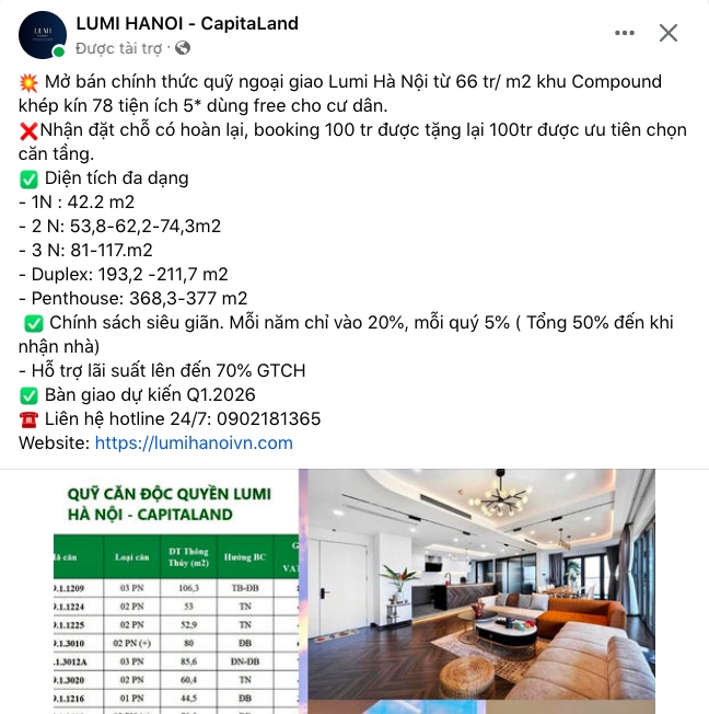Quảng cáo dự án tràn trên mạng xã hội