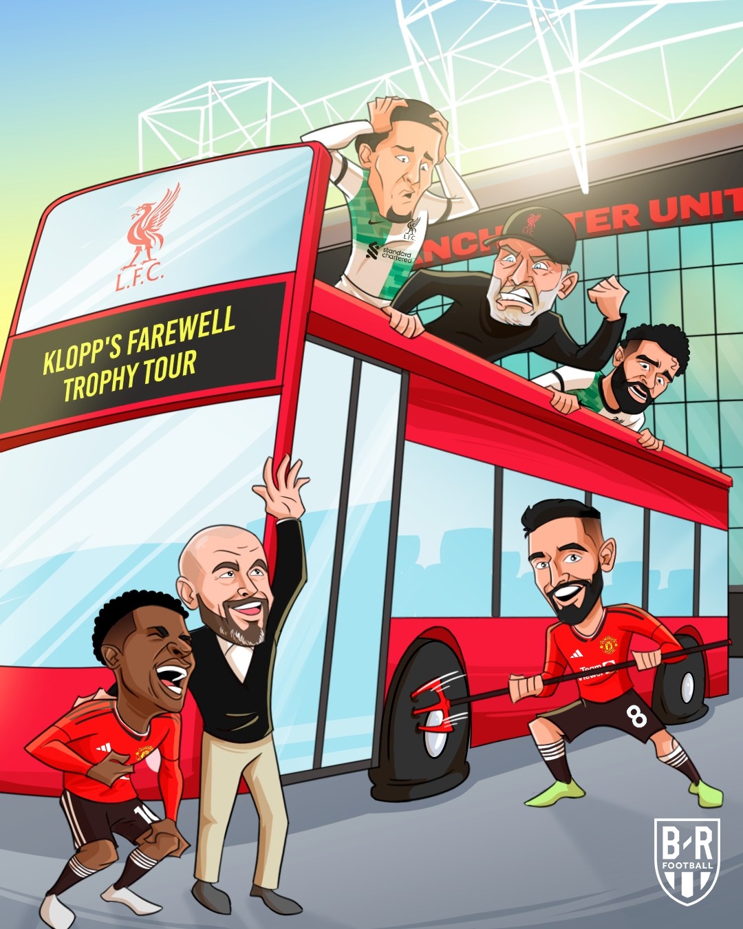 MU khiến Liverpool mất cơ hội có danh hiệu thứ 2 trong mùa giải chia tay HLV Klopp. (Ảnh: Bleacher Report). 