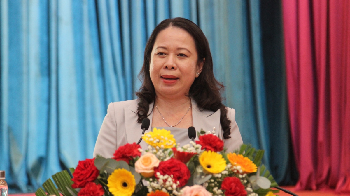 Bà Võ Thị Ánh Xuân, Quyền Chủ tịch nước phát biểu chỉ đạo tại Hội nghị.