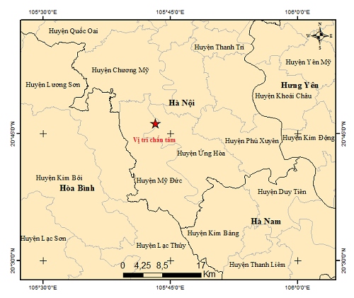 Bản đồ tâm chấn Hà Nội