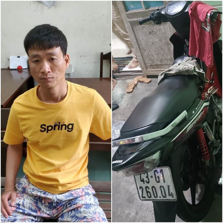 Đối tượng Ngô Trường Anh khi bị bắt và phương tiện gây án 