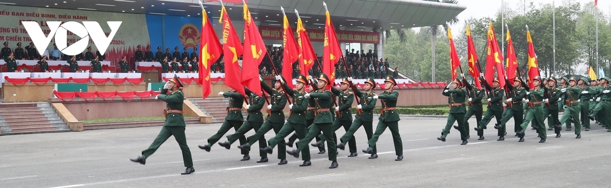 Soldiers practice for the parade.