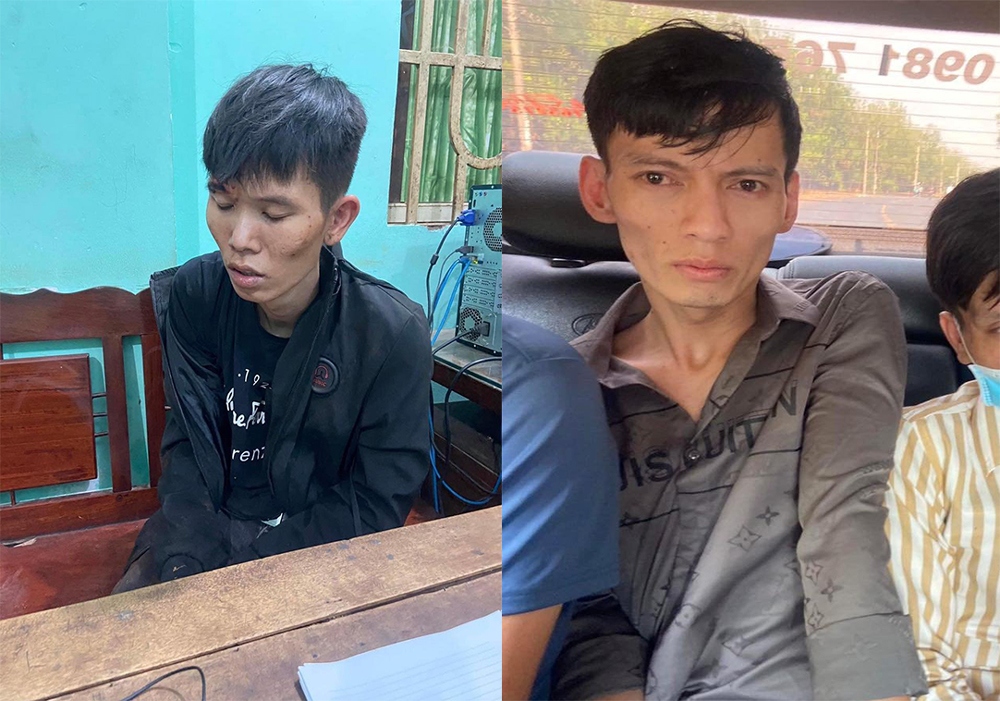 Hai đối tượng Phạm Văn Dũng và Võ Đức Mười bị công an bắt giữ (ảnh: CA)