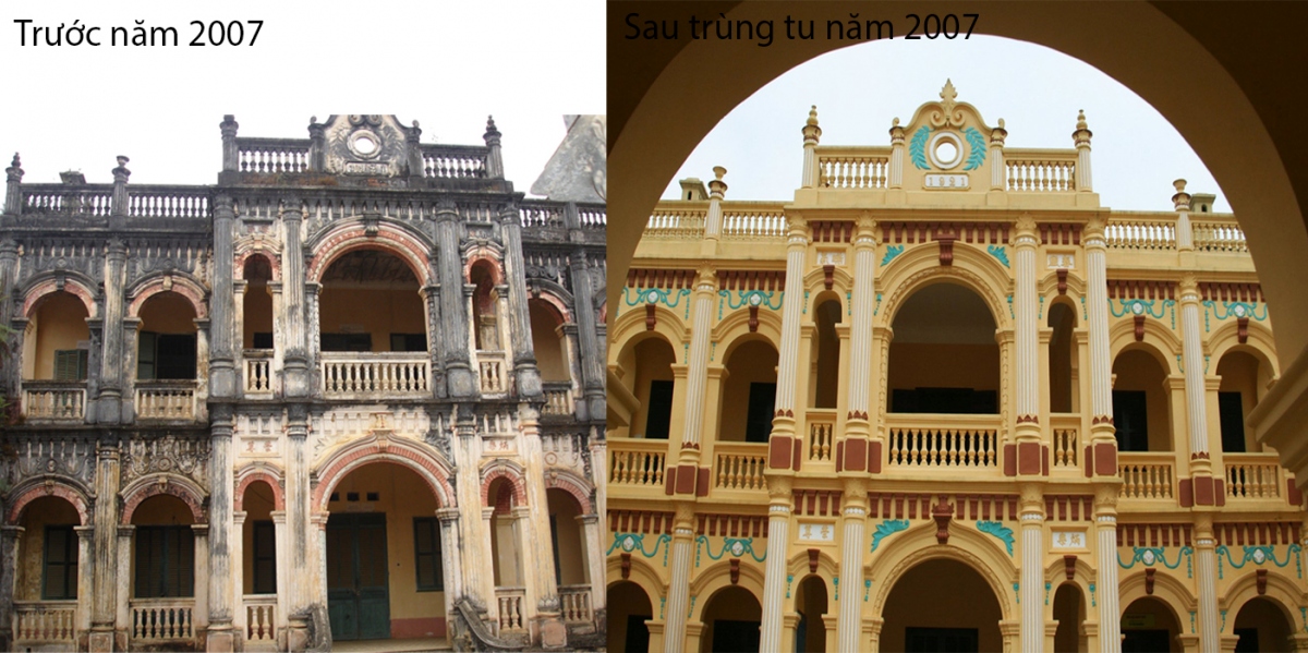 Hình ảnh công trình trước và sau đợt trùng tu cũng từng gây tranh cãi vào năm 2007