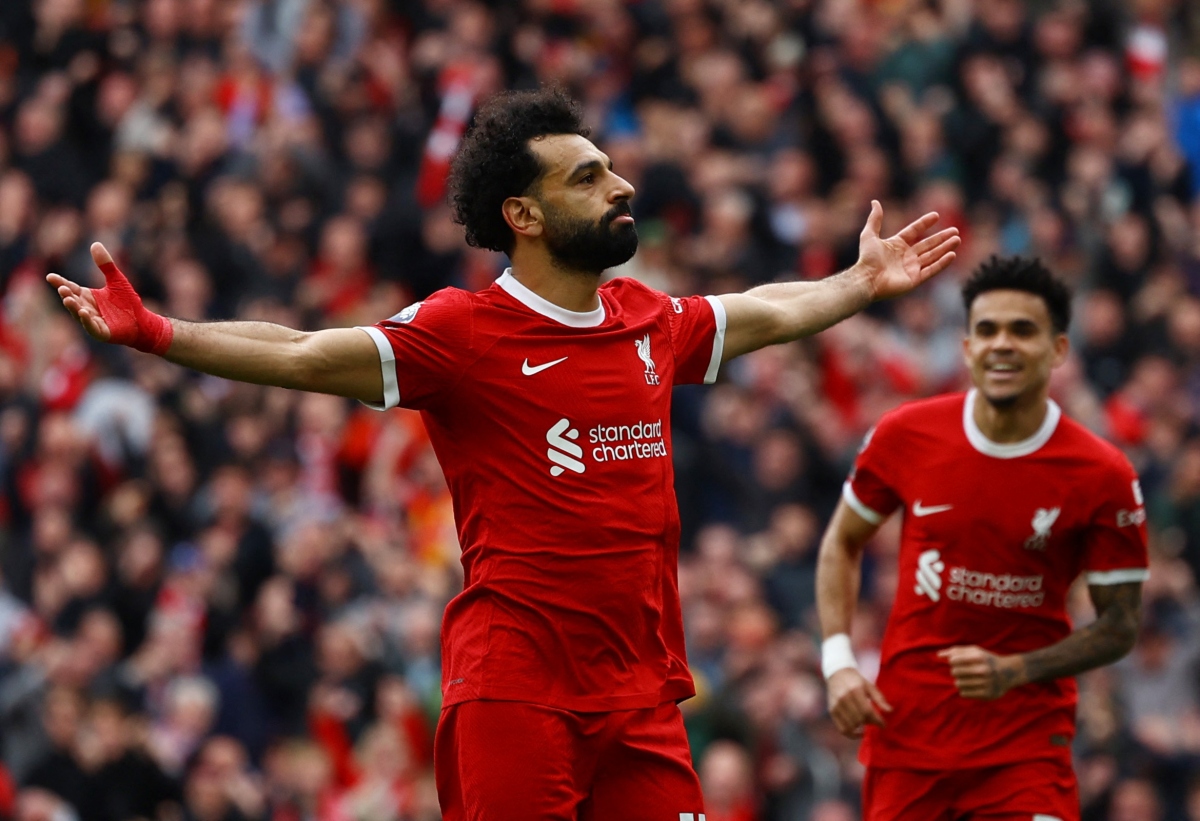 Salah mang về chiến thắng 2-1 cho Liverpool ở phút 65. (Ảnh: Reuters)