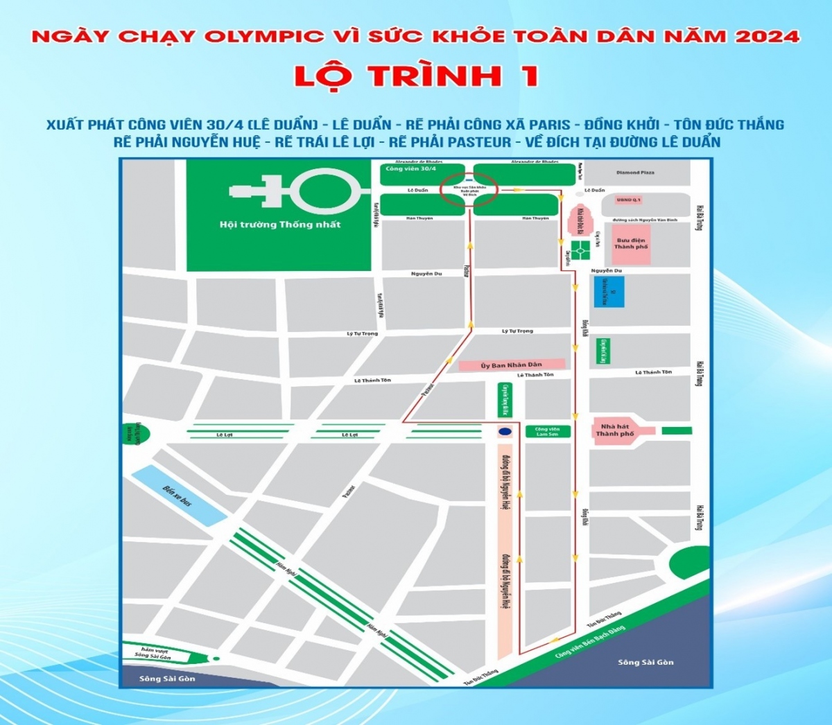 Lộ trình 1 ngày chạy olympic (ảnh Sở GTVT)