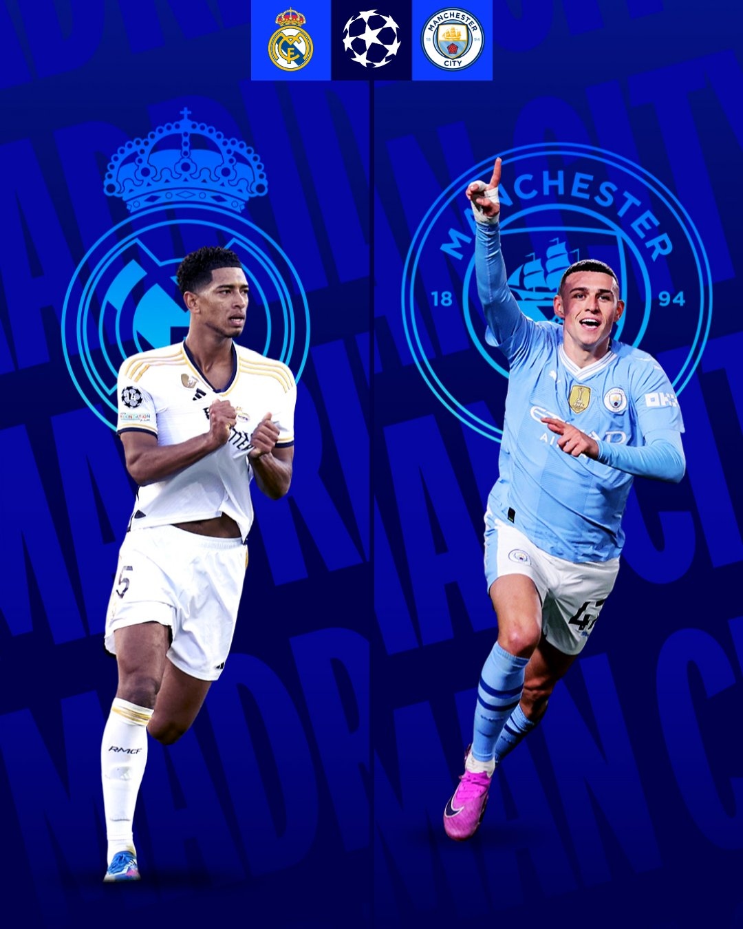 Real Madrid với Man City gặp nhau ở tứ kết Cúp C1 châu Âu 2023/2024.