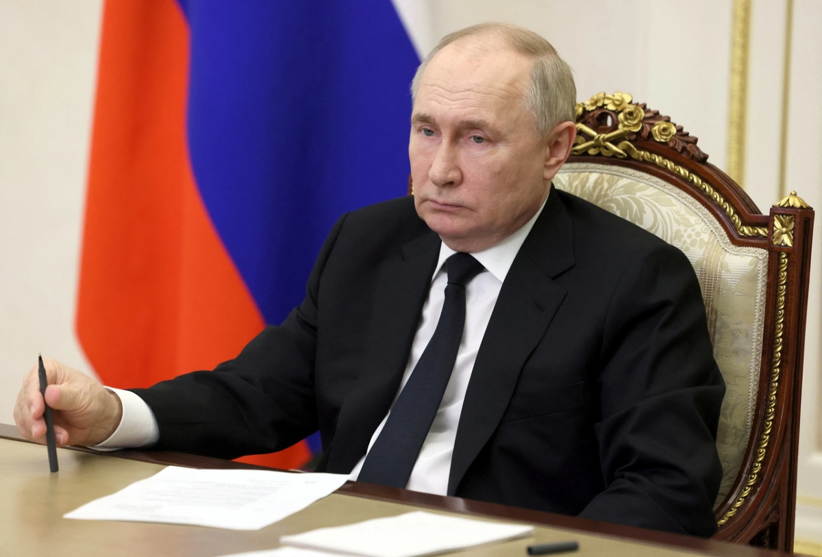 Tổng thống Putin trong cuộc họp ngày 25/3. Ảnh: Reuters