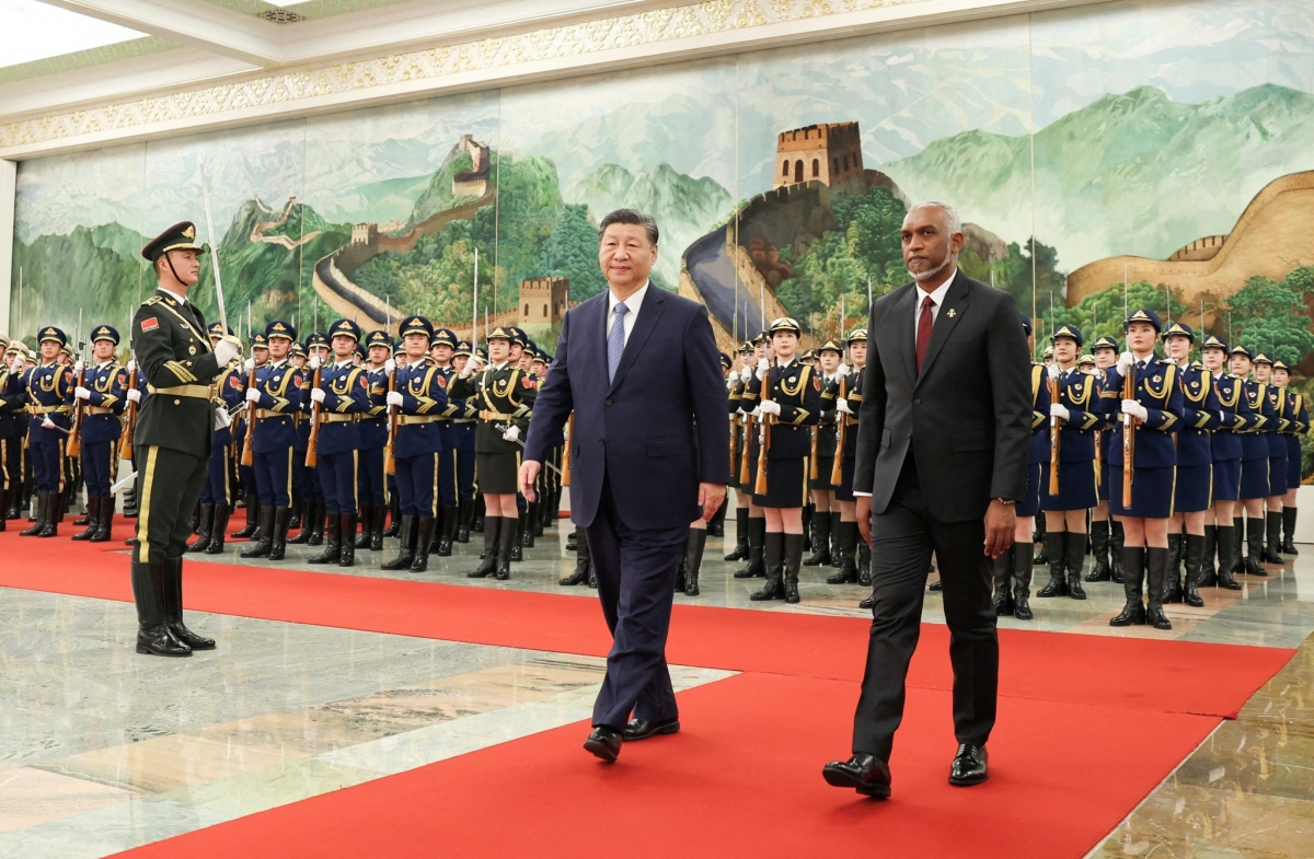Tổng thống Maldives có chuyến thăm Trung Quốc hồi tháng 1/2024. Nguồn: Reuters