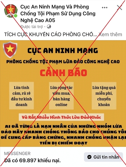 Cảnh giác trước các tài khoản giả danh Cục An ninh mạng và phòng, chống tội phạm sử dụng công nghệ cao