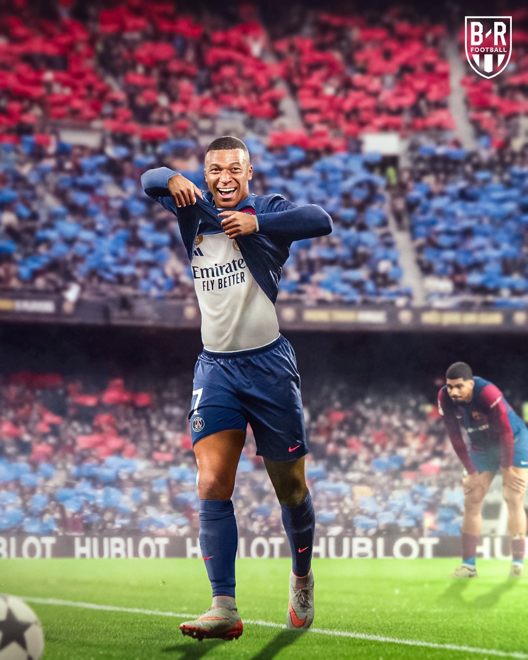 Mbappe tỏa sáng rực rỡ giúp PSG loại Barca khỏi Cúp C1 châu Âu 2023/2024. Tiền đạo người Pháp chuẩn bị khoác áo Real Madrid và có thể sẽ gặp Barca nhiều hơn nữa (Ảnh: Bleacher Reports)