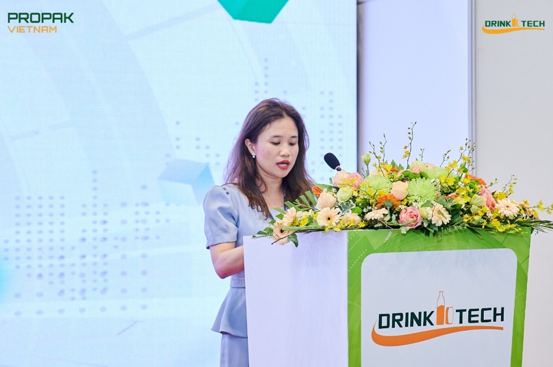 Bà Chu Thị Vân Anh - Phó chủ tịch kiêm Tổng thư ký Hiệp hội Bia Rượu Nước giải khát Việt Nam (VBA) chia sẻ tại sự kiện