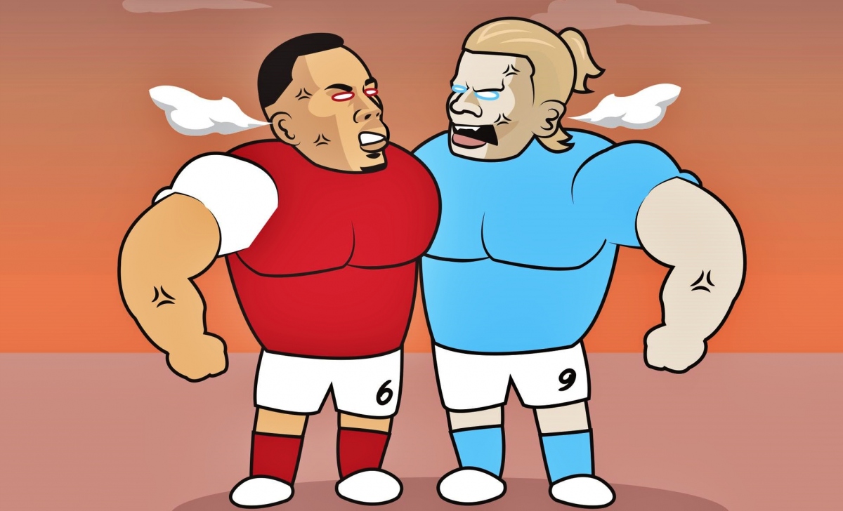 Erling Haaland bất lực trước hàng phòng ngự của Arsenal.