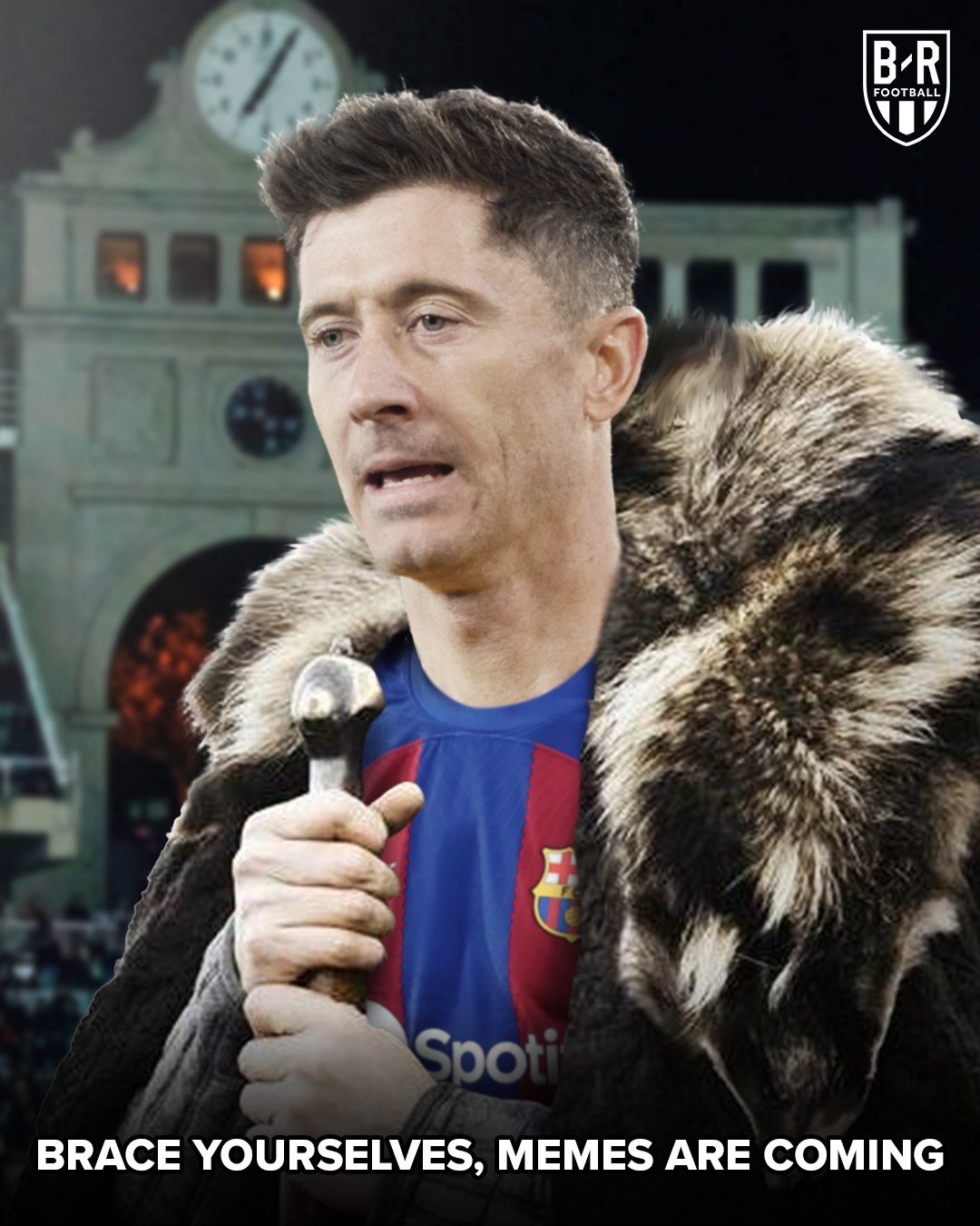 Lewandowski không thể giúp Barca vượt qua PSG ở tứ kết Cúp C1 châu Âu 2023/2024. (Ảnh: Bleacher Reports)