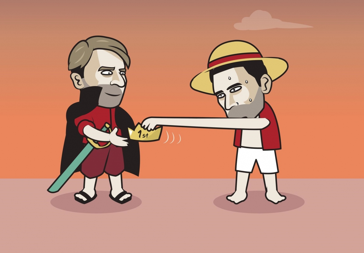 Liverpool đòi lại ngôi đầu Ngoại hạng Anh từ tay Arsenal. (Ảnh: Just Toon It)