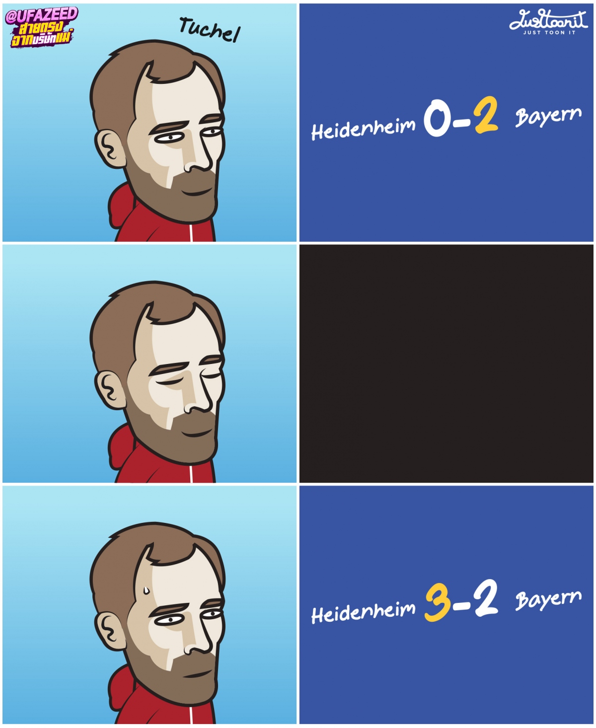 Bayern Munich thua ngược khó tin trước Heidenheim. (Ảnh: Just Toon It)