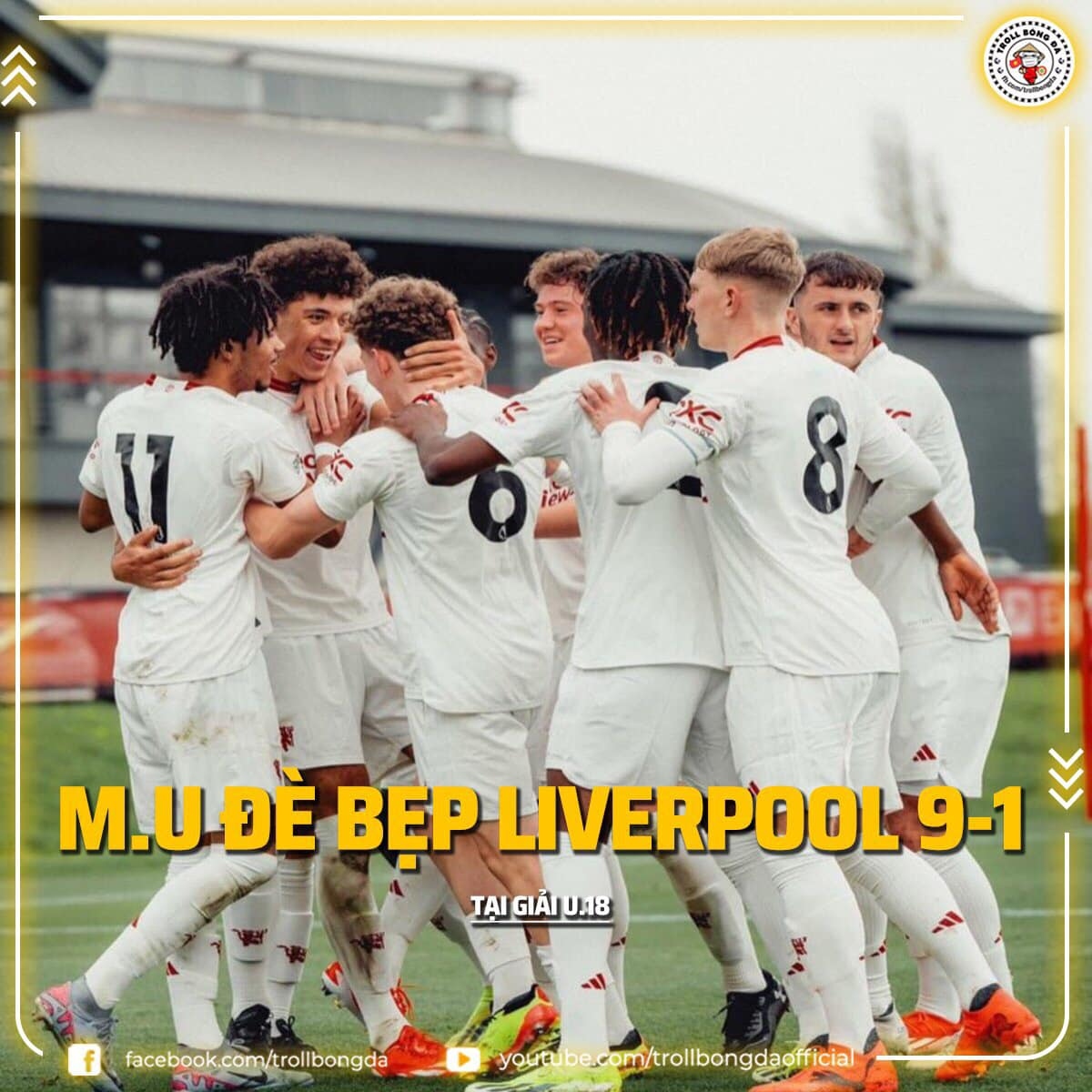 Đội trẻ MU truyền cảm hứng cho đội 1 trước trận đại chiến Liverpool. (Ảnh: Troll Bóng Đá)