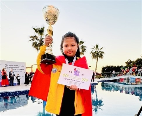 Nguyen Vu Bao Chau tops the FIDE World Cadet Rapid and Blitz Championship 2024 in Durres, Albania (Photo: tdtt.gov.vn)