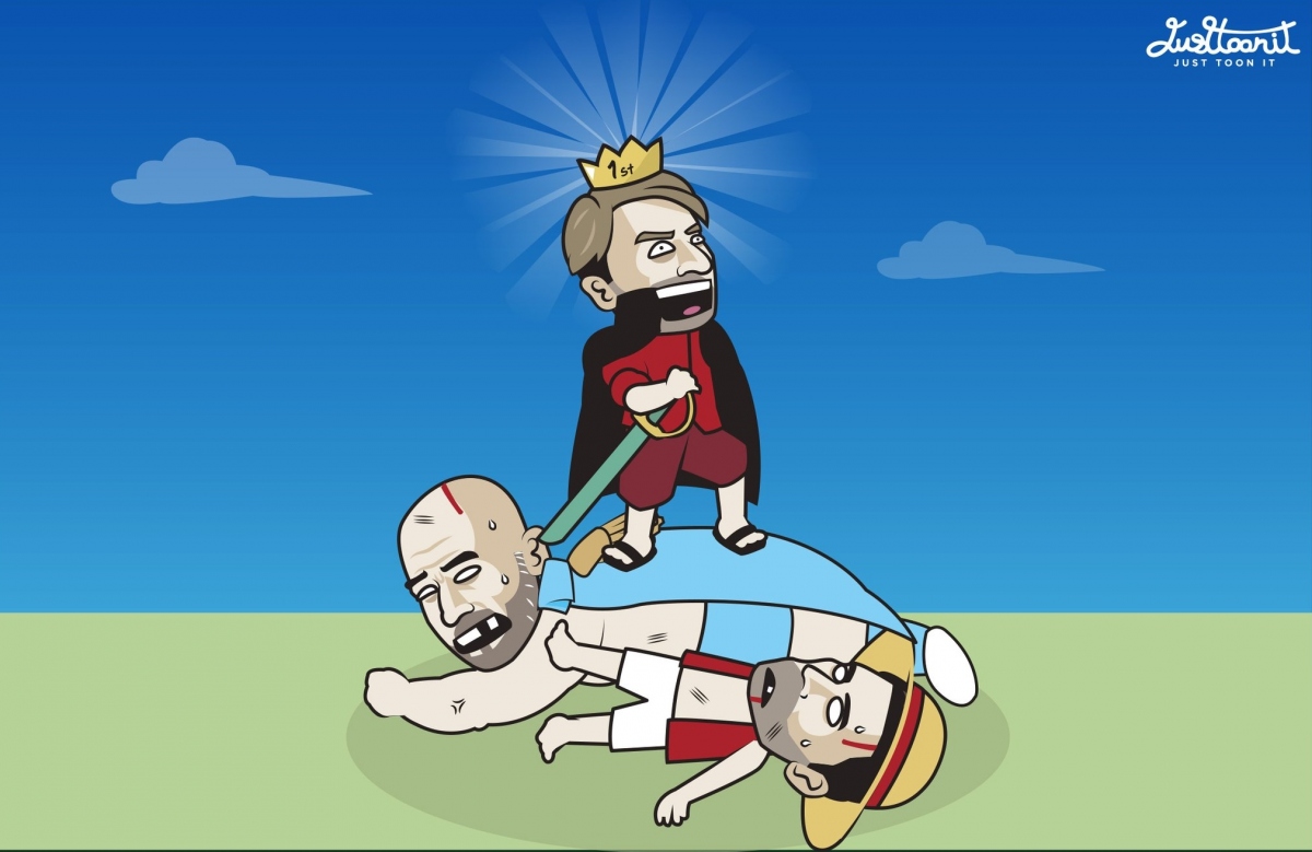 Man City và Arsenal cầm chân nhau, Liverpool hưởng lợi. (Ảnh: Just Toon It)