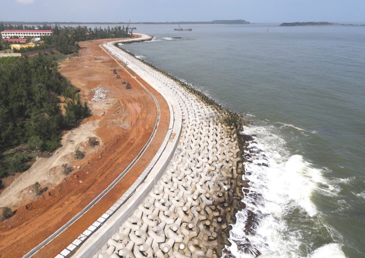 Kè biển Tam Quang, một trong những công trình do Công ty Cổ phần xây lắp Thành An- 96 thi công