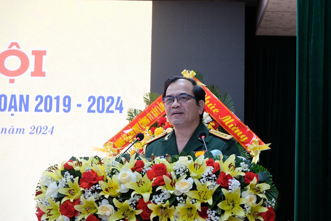 Đại tá Vũ Văn Điềm, Bí thư Đảng ủy, Phó Tư lệnh Binh đoàn 11, Bộ Quốc phòng phát biểu tại Đại hội