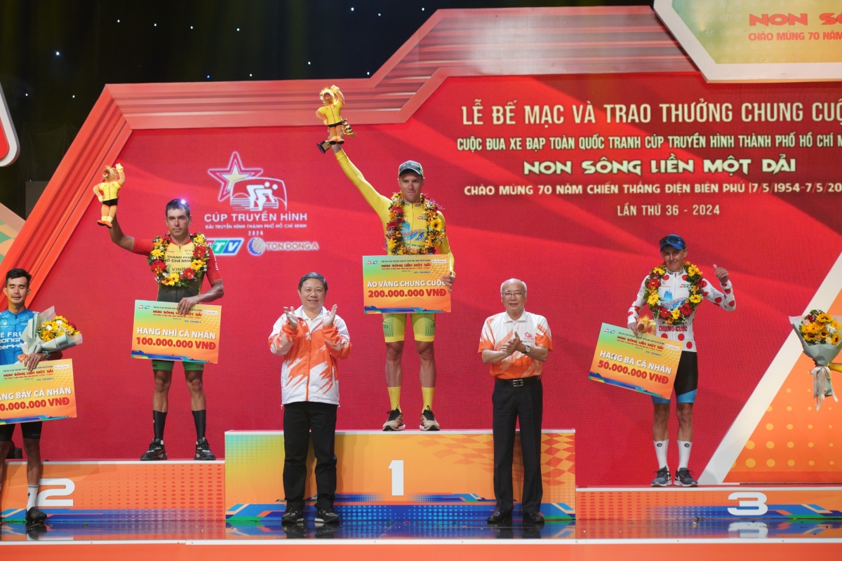 Tay đua người Nga Petr Rikunov của Tập đoàn Lộc Trời vẫn giành chiếc áo Vàng chung cuộc (Ảnh: Quang Liêm)