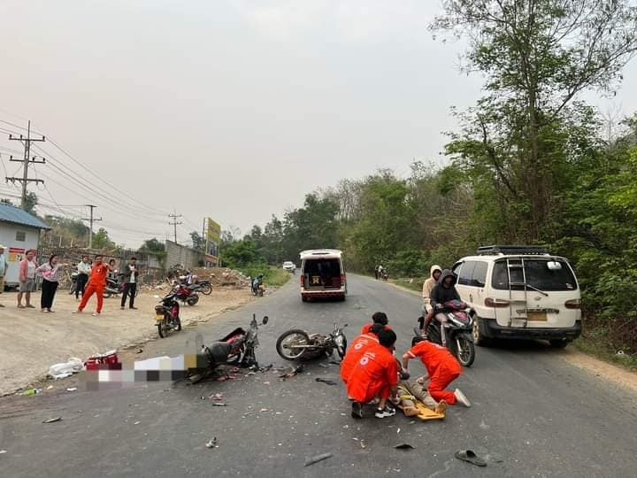 Một trong những vụ tai nan giao thông trong dịp nghỉ lễ năm mới Bounpimay. (Nguồn: An ninh Lào)
