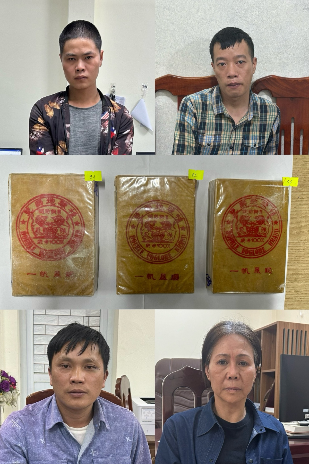 Nhóm đối tượng cùng tang vật vụ án