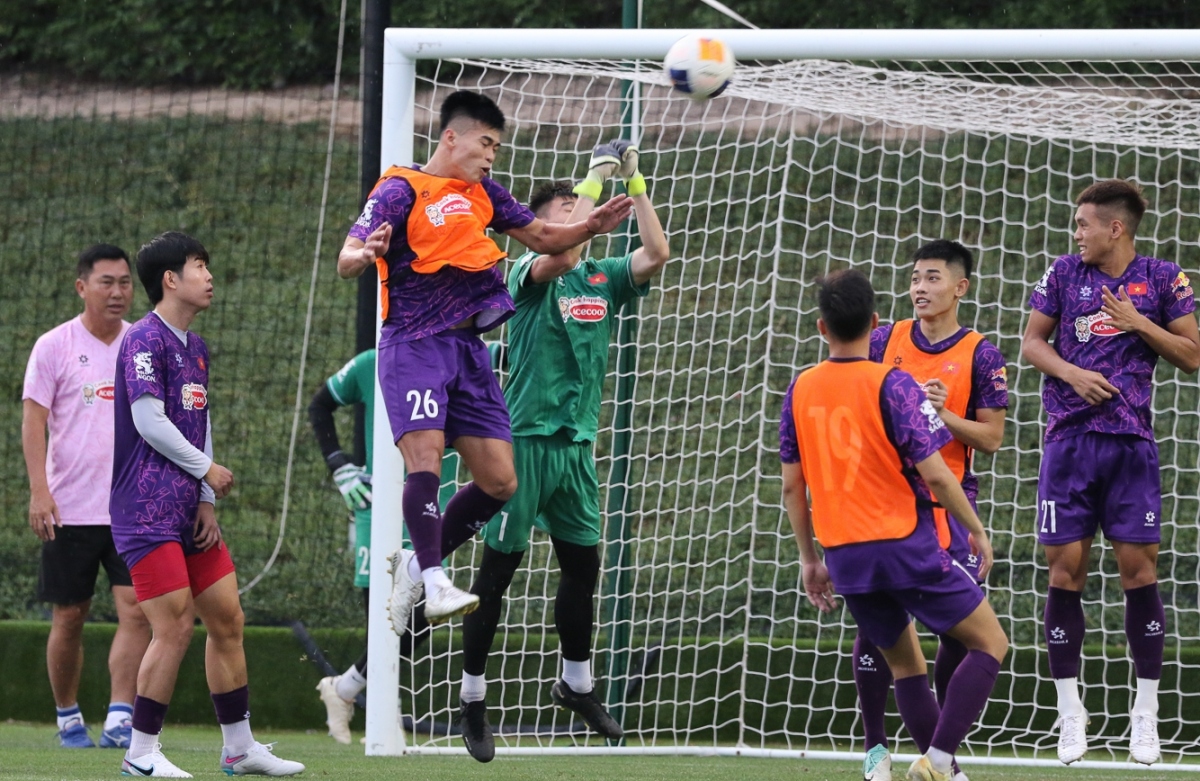 U23 Việt Nam có chiều cao trung bình kém thứ 3 ở VCK U23 châu Á 2024, nhưng lại tốt thứ nhì ở bảng D. (Ảnh: VFF)