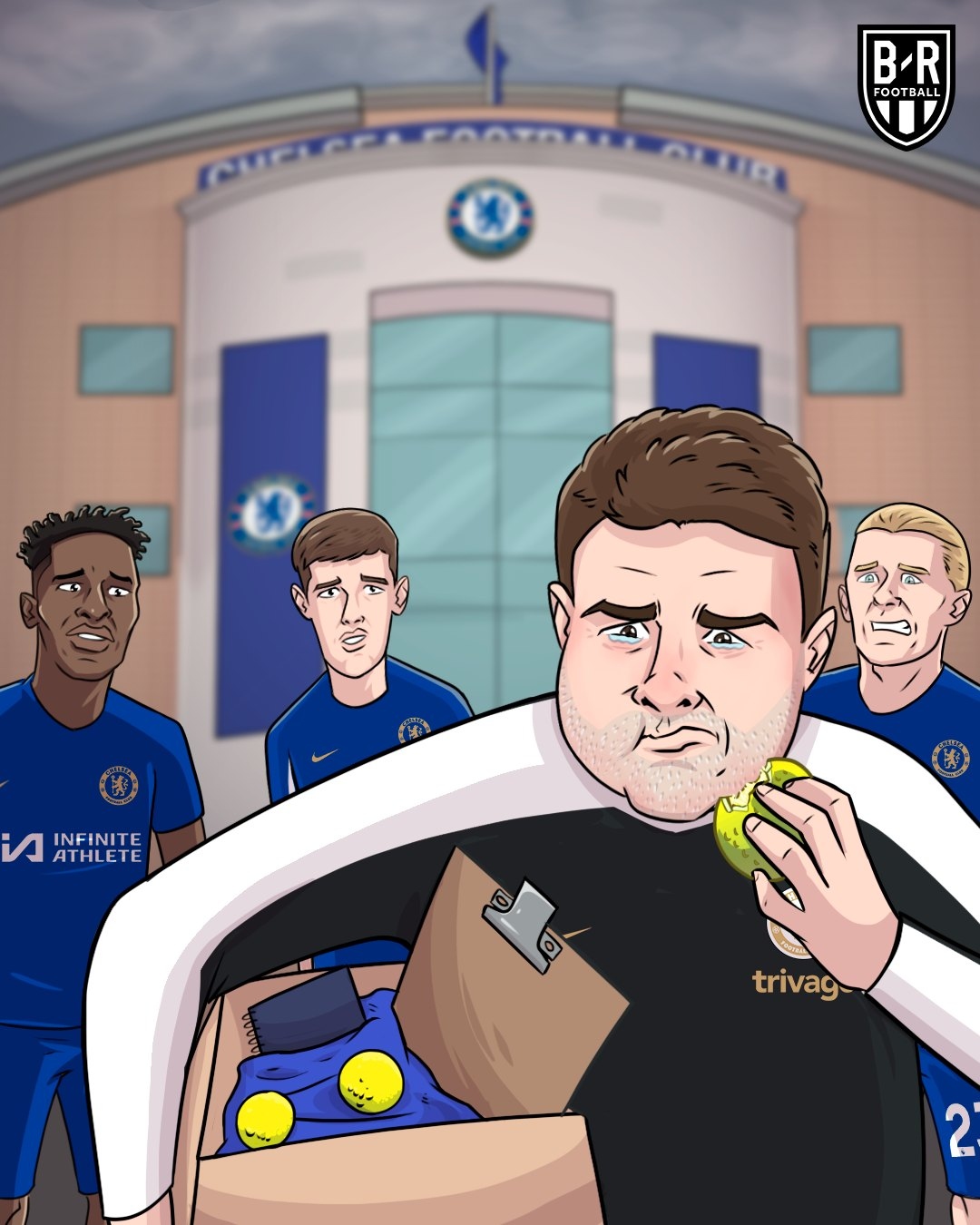 HLV Pochettino bất ngờ bị Chelsea sa thải, mặc dù hợp đồng của ông thầy người Arghentina với The Blues vẫn còn thời hạn tới năm 2025 và tùy chọn gia hạn hợp đồng 1 năm. (Ảnh: Bleacher Reports)