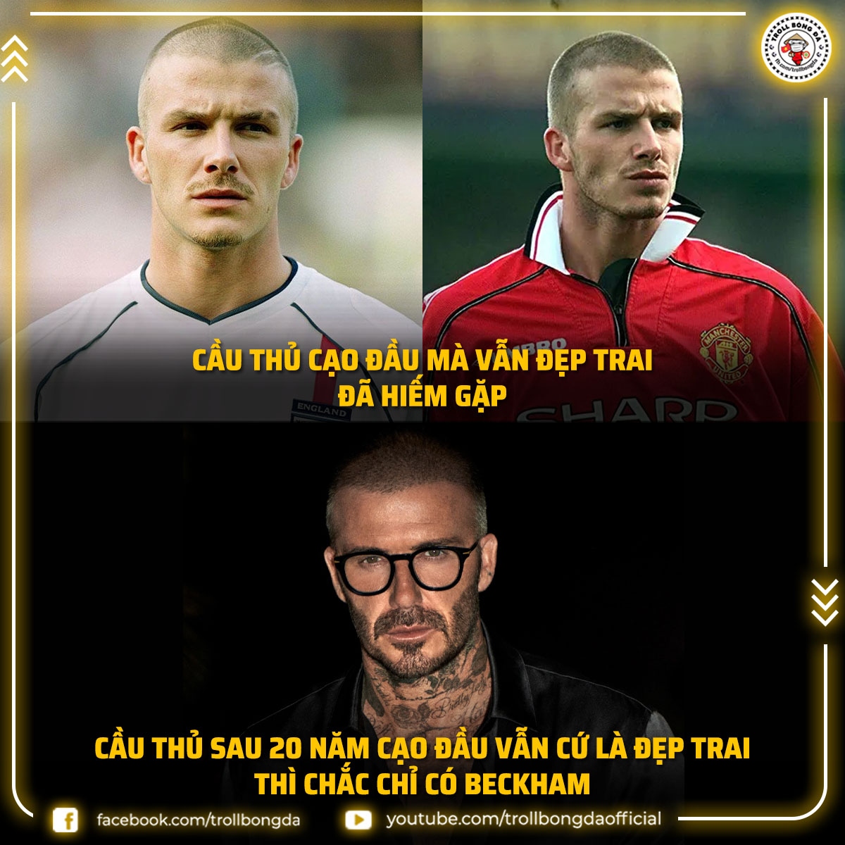 Hôm nay - 2/5 là sinh nhật của một trong những danh thủ đẹp trai nhất làng túc cầu: David Beckham. (Ảnh: Troll Bóng Đá)