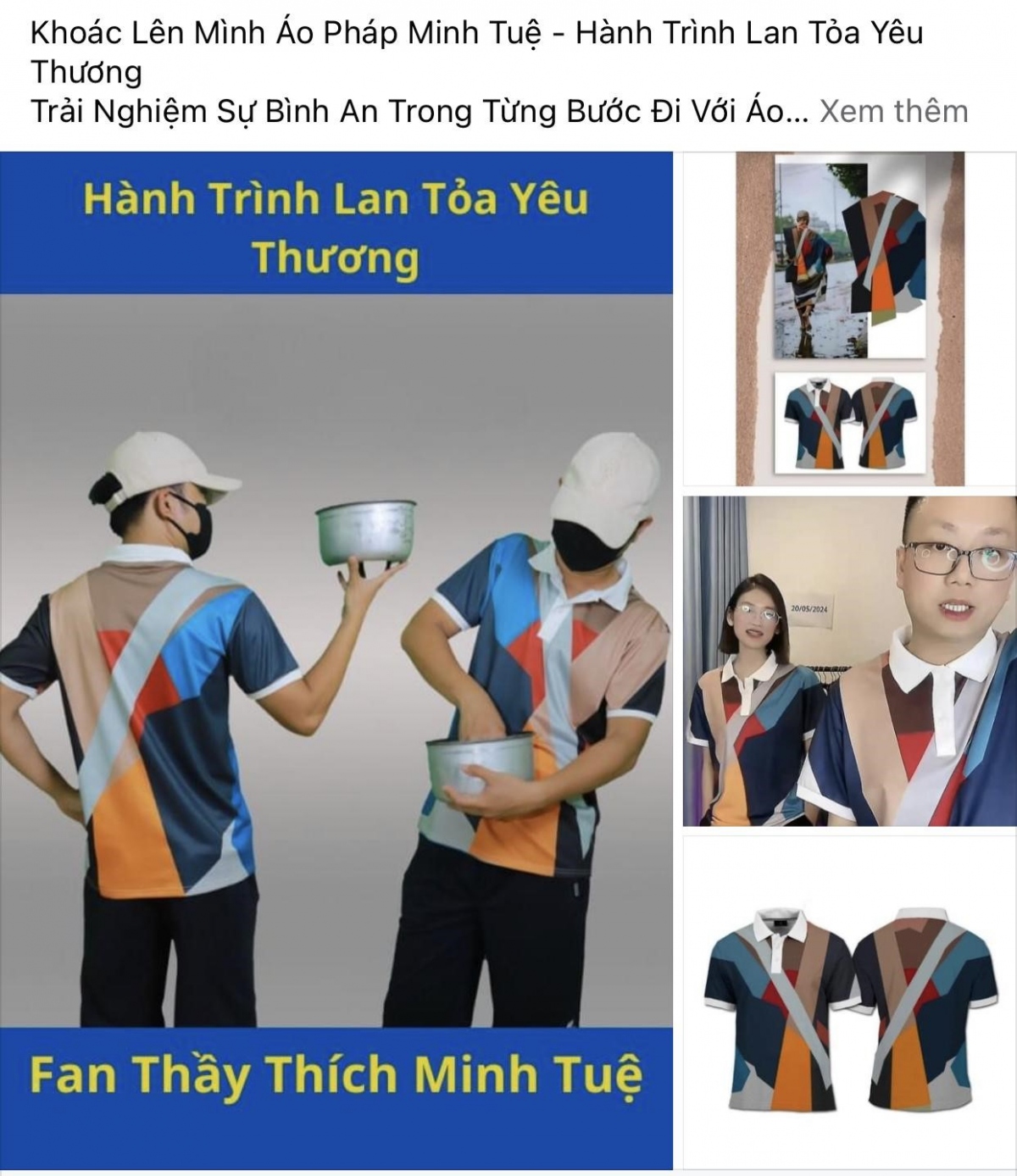 Chủ cửa hàng rao bán hàng loạt áo thun thiết kế theo áo của ông Minh Tuệ - Ảnh chụp màn hình