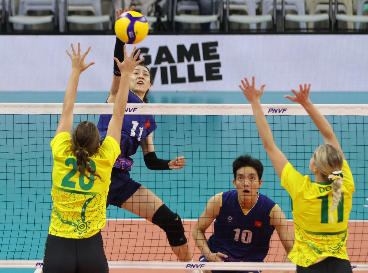 Bóng chuyền nữ Việt Nam vào chung kết giải châu Á 2024. (Ảnh: AVC)