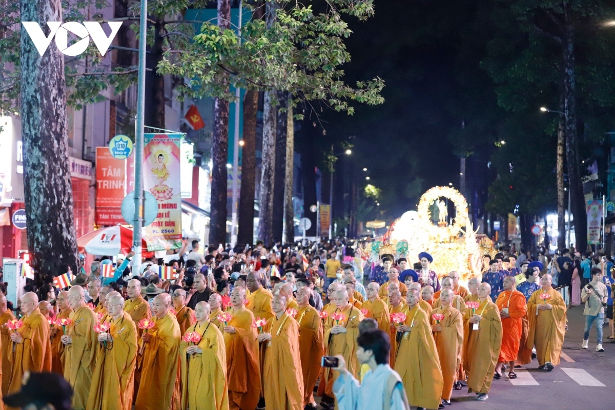 Thousands of people join a street parade in Ho Chi Minh City on May 15 as part of celebrations for the Buddha's birthday.