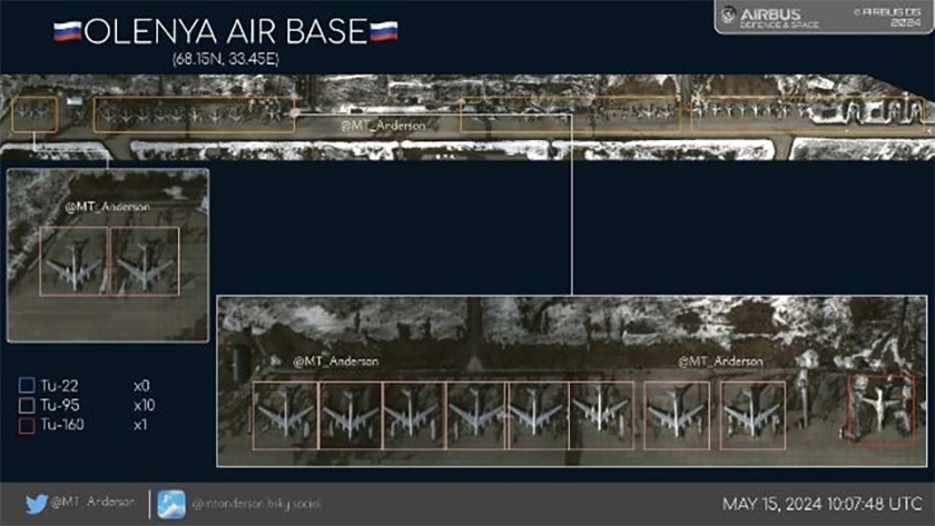 Ảnh vệ tinh chụp căn cứ Olenya của Nga ở Murmansk. Ảnh: Twitter