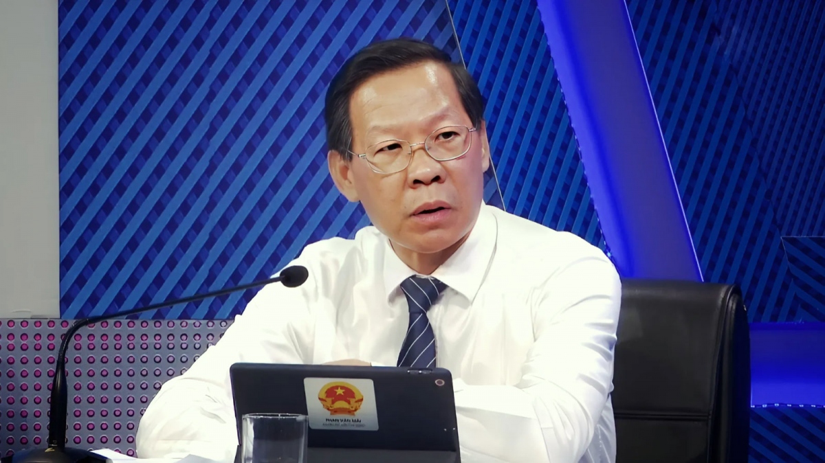 Chủ tịch UBND TPHCM Phan Văn Mãi thông tin về dự án cao tốc TPHCM - Mộc Bài (Ảnh chụp màn hình)