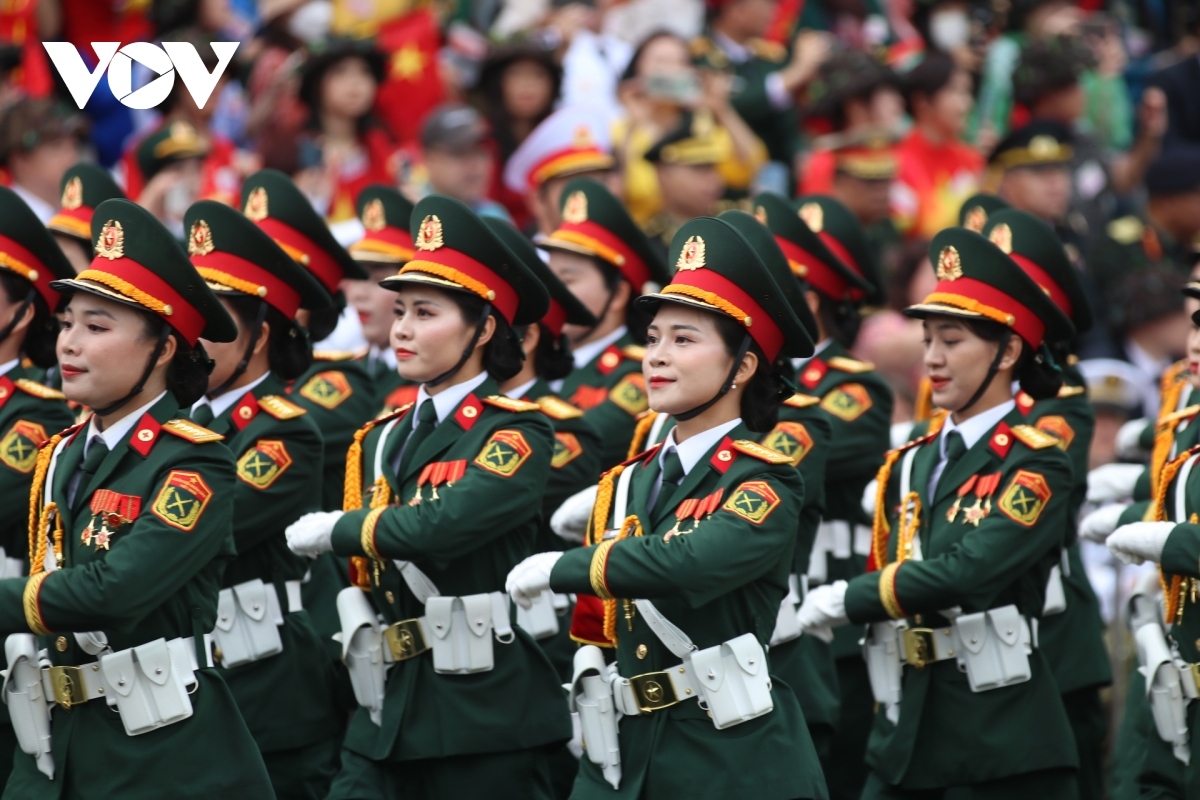 Armed forces of the Vietnam People's Army participate in the grand parade.