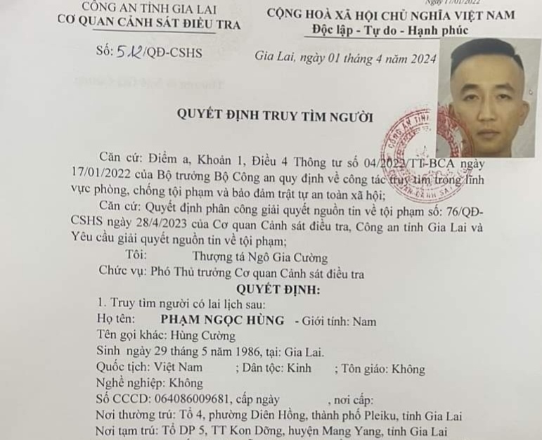 Đối tượng Hùng. (Ảnh: Công an tỉnh Gia Lai)