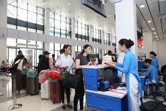 Khu vực làm thủ tục hàng không tại Cảng hàng không Điện Biên.